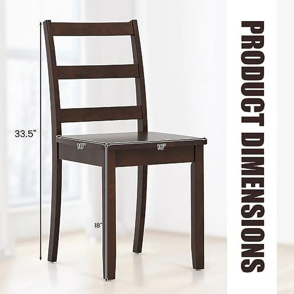 Dining Chairs Set of 2 Ladder Back Solid Rubber Wood Legs H4292