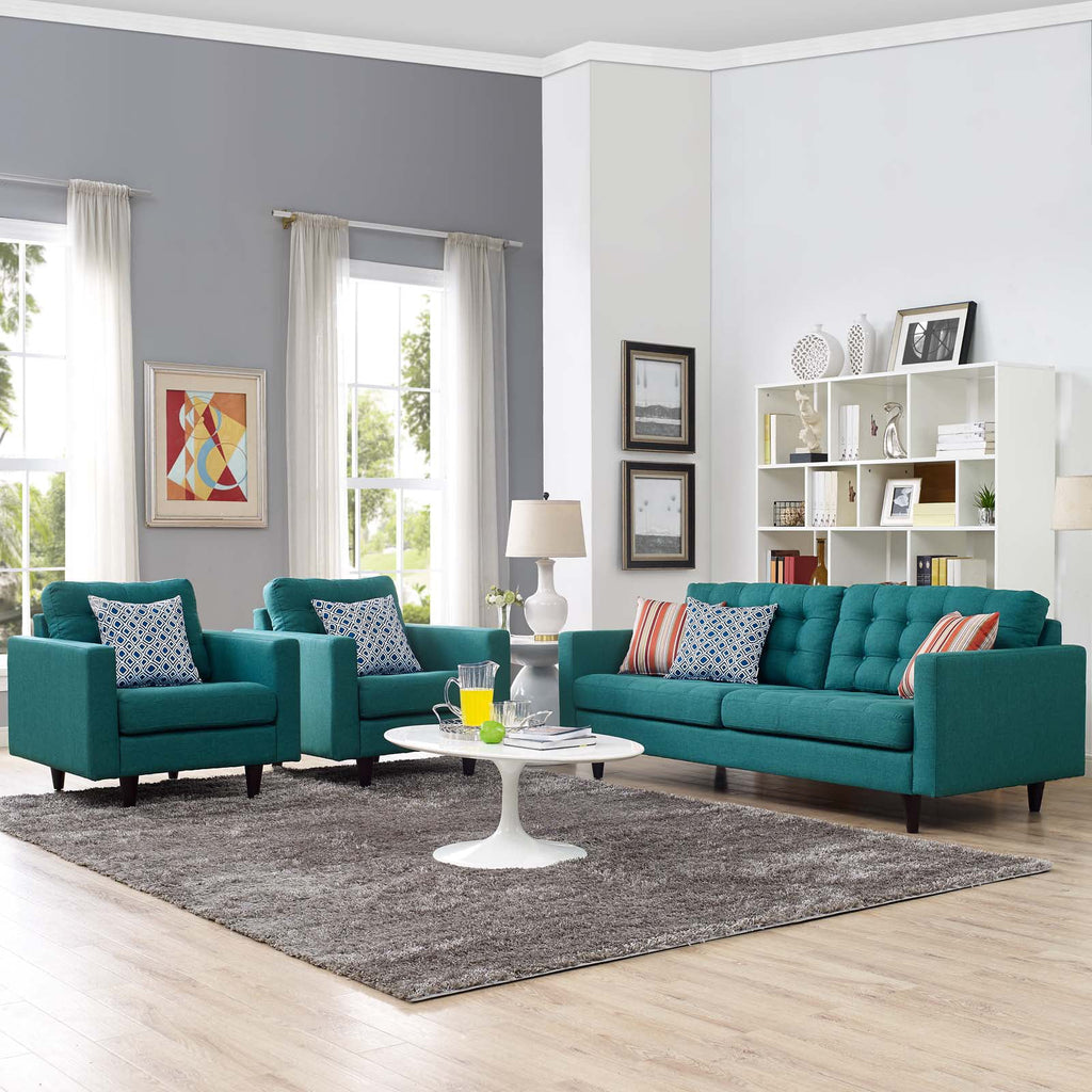 Fabric Aqua Blue Armchair and Sofa Set D442535