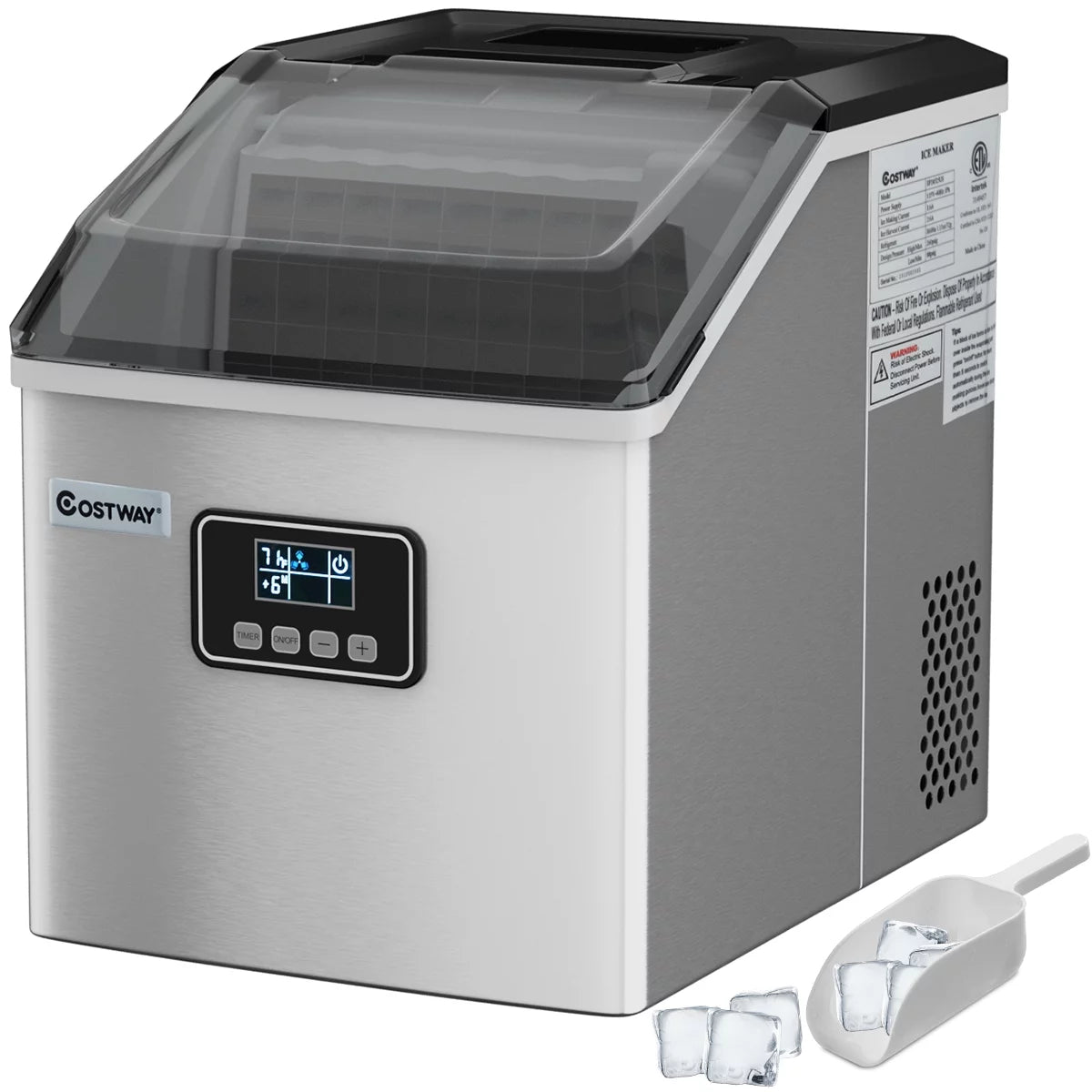 Stainless Steel Countertop Ice Maker Machine with LCD Display E522