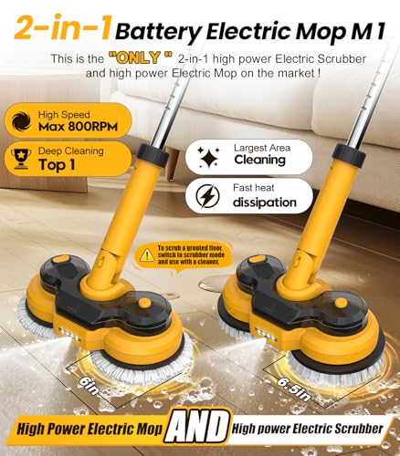 6000mAh Cordless Electric Mop with LED Light & Water Spray G628678