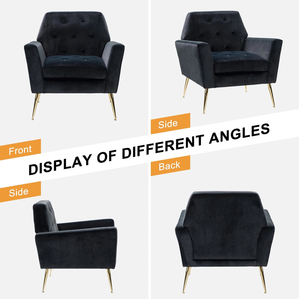 Black Velvet Upholstered Armchair Set of 2 W122