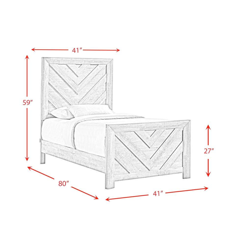 White Twin Panel 3PC Bedroom Set D18288