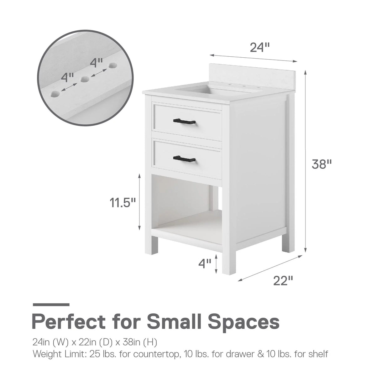 24 Inch Bathroom Vanity with Ceramic Sink A9751