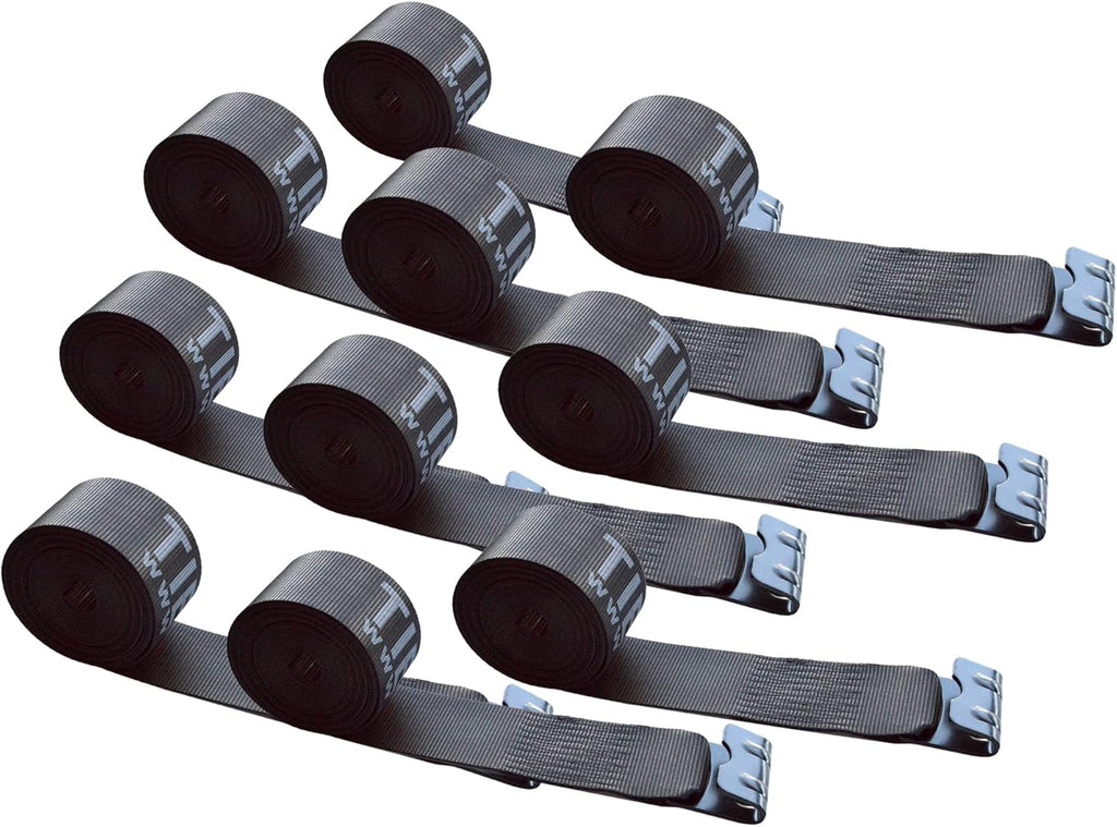 4 x 30' Heavy Duty Tie-Down Winch Strap with Flat Hooks, 10 Pack S65858