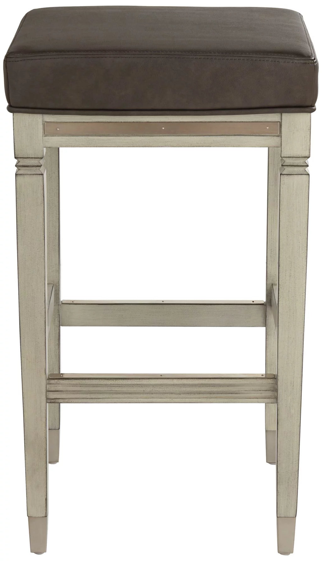 Wood Bar Stool Gray Faux Leather Footrest T83507