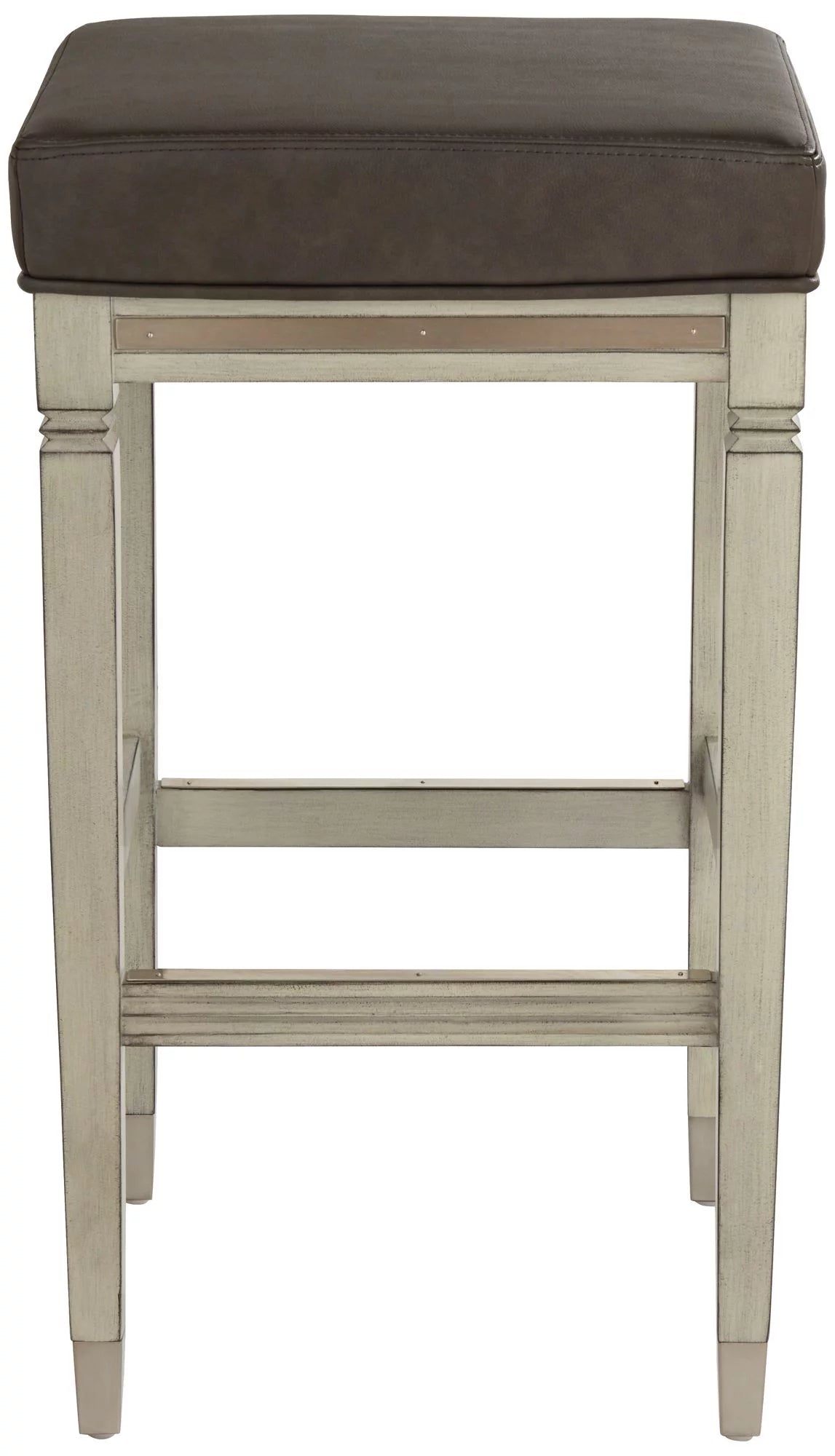 Wood Bar Stool Gray Faux Leather Footrest T83507