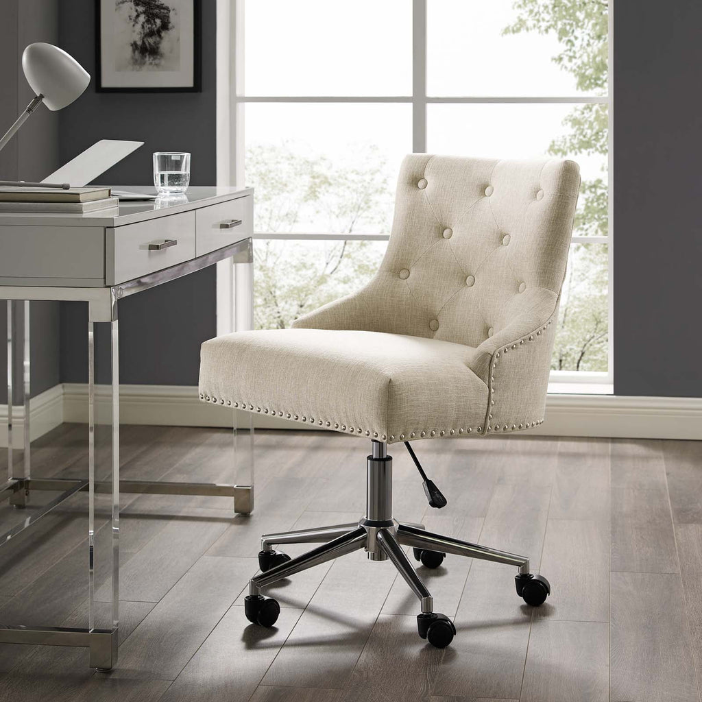 Beige Fabric Aluminum Work Desk Chair W80686