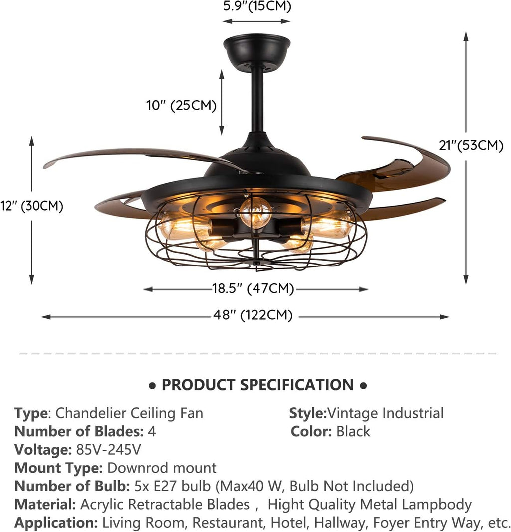 Black Reverse Ceiling Fan with Remote B947933