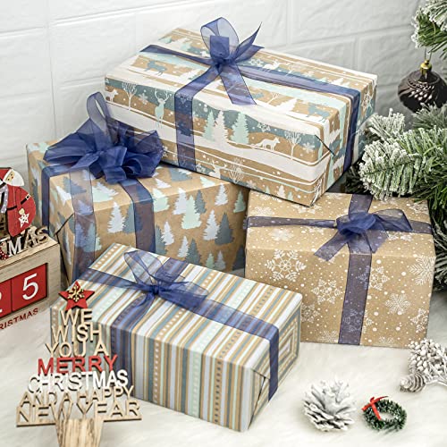 Christmas Kraft Wrapping Paper 4 Rolls M758