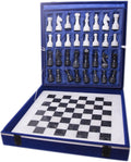Handmade Full Marble Chess Set with Wooden Case W159063