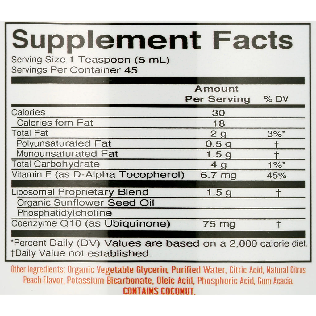 CoQ10 Liposomal Citrus Peach Flavor 7.6 fl oz E26531