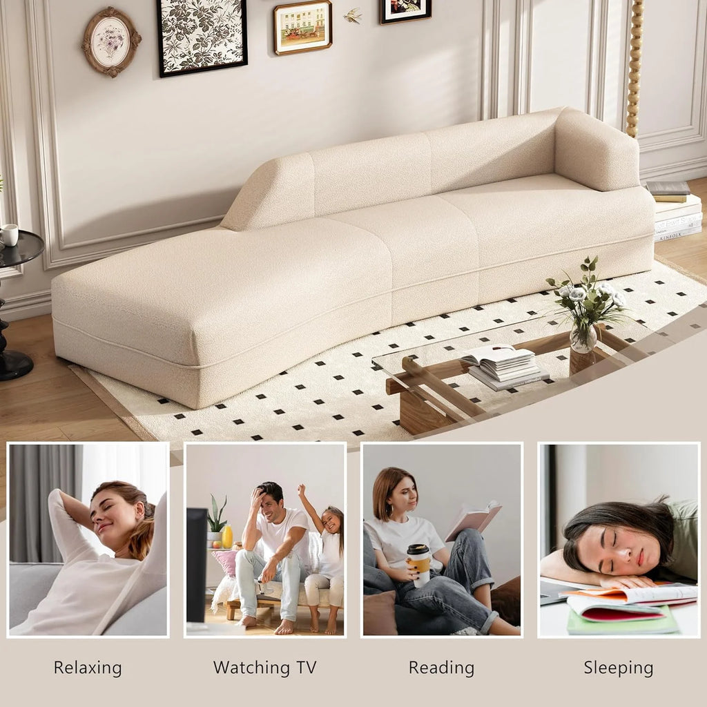 109.4" Green Boucle Curved Sofa K73368