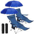 2 Set Folding Camping Chair with Umbrella and Foot Rest N654