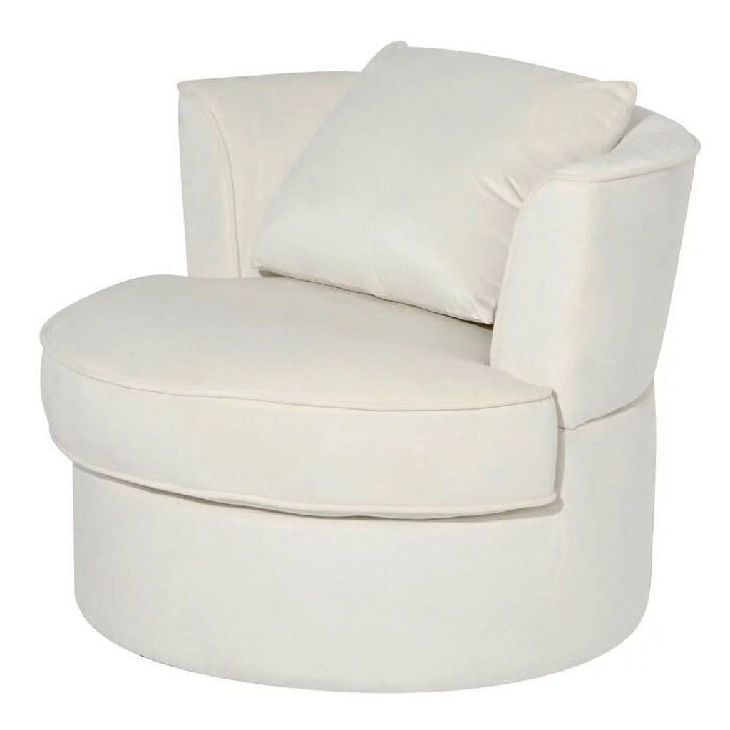 32" Wide Beige Swivel Barrel Chair Q8270