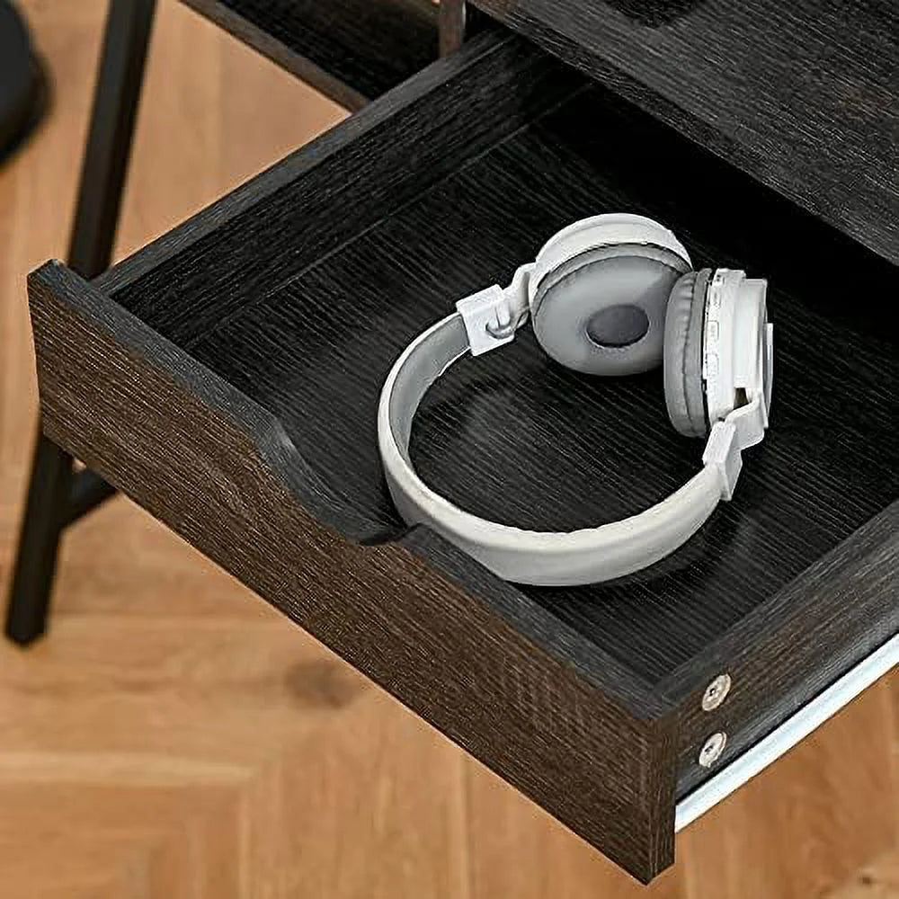 Grey Computer Desk with Drawer and Shelves S80828