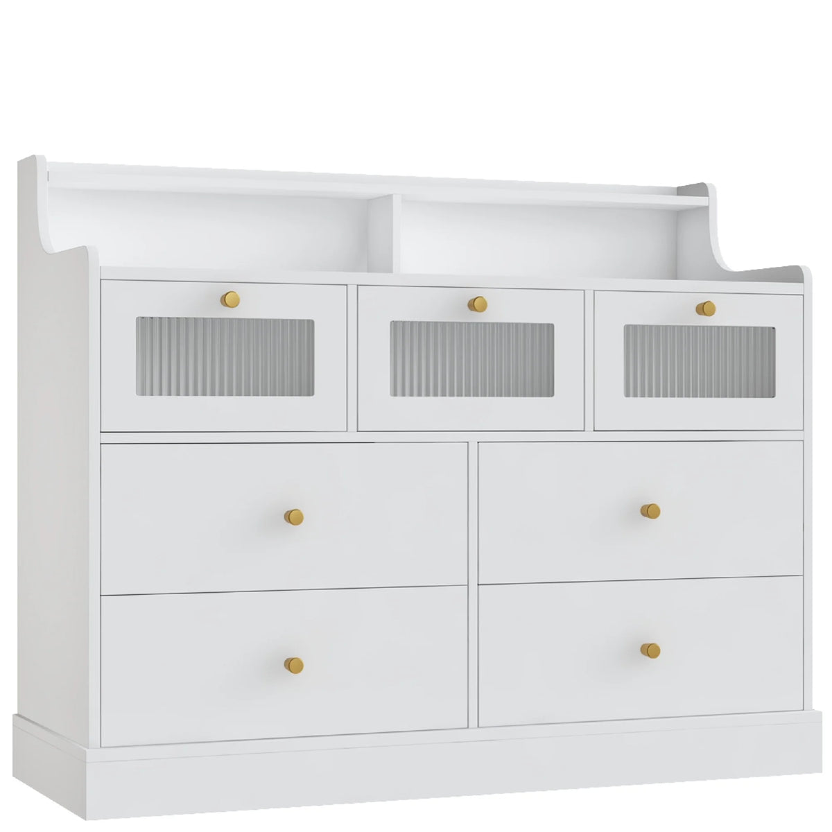 White 7 Drawer Glass Dresser R92549