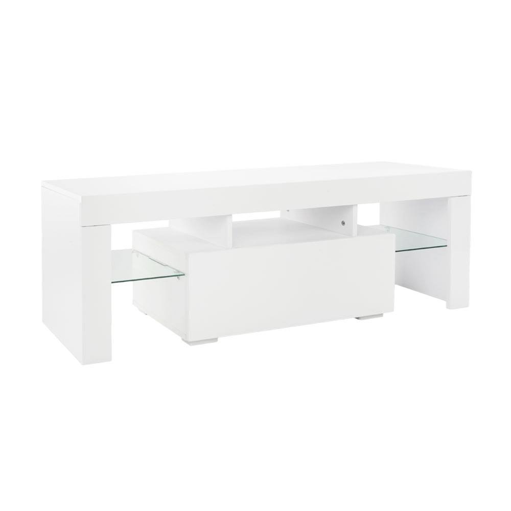 White LED TV Stand with Drawer A9431