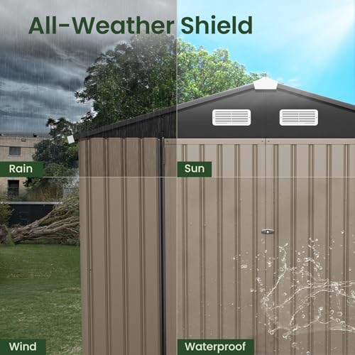 8x6 FT Outdoor Metal Storage Shed M9729
