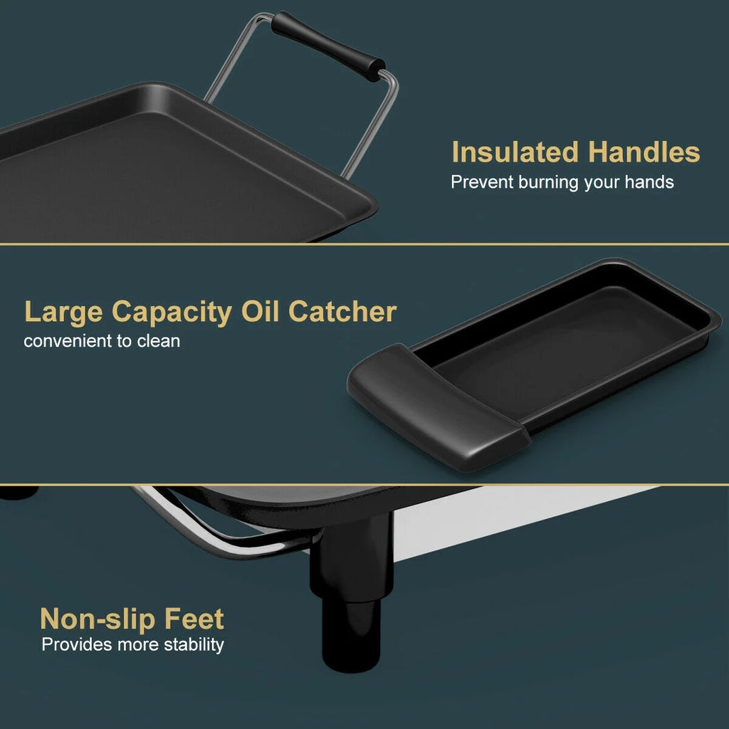 Electric Teppanyaki Table Top Grill Griddle Nonstick Camping Y174766
