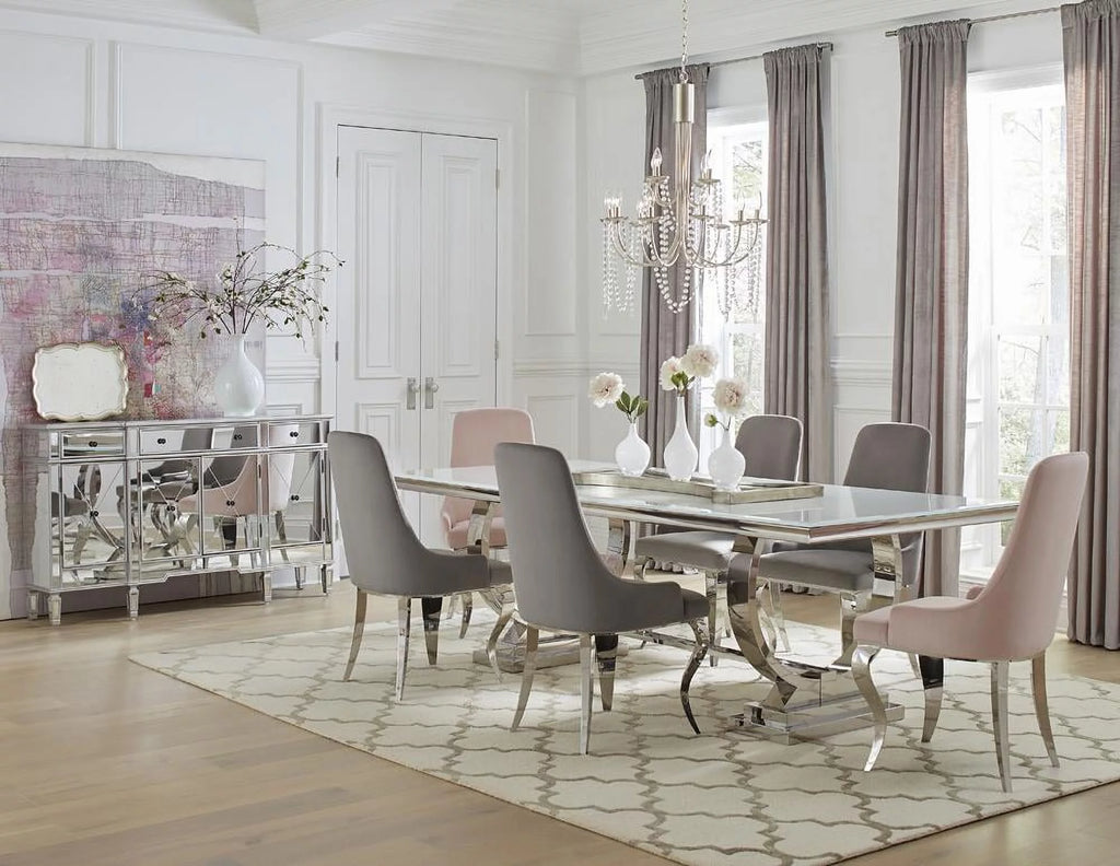 Rectangle Dining Table White and Chrome M794