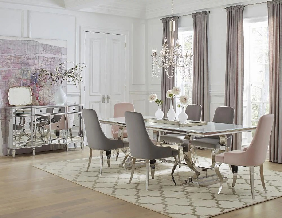 Rectangle Dining Table White and Chrome M794