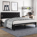 Twin Size Metal Bed Frame with Upholstered Headboard A589228