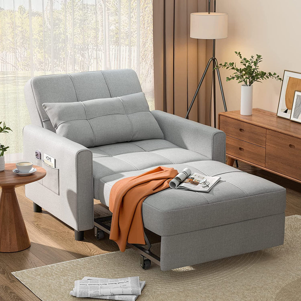 Light Gray Convertible Sofa Bed Q20718
