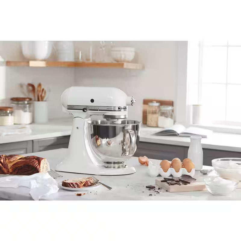 5 qt. 10-Speed White Stand Mixer with Attachments J2476