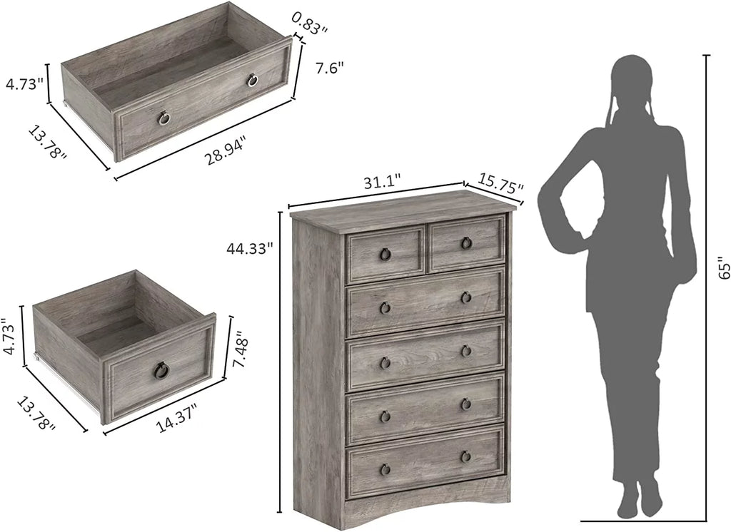 6 Drawer Wood Dresser Y887