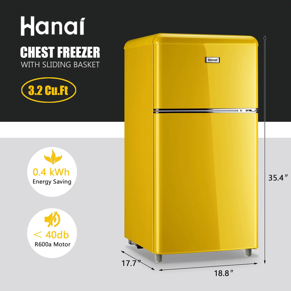3.2 Cu.ft 2 Door Mini Refrigerator with Adjustable Glass Shelves X8023