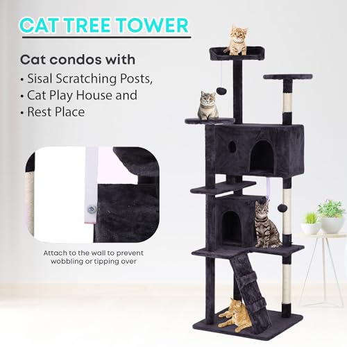Cat Tree Cat Tower Multi-Level Cat Scratching Post Cat Condo E260
