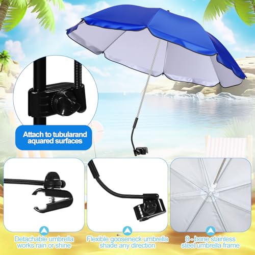 2 Set Folding Camping Chair with Umbrella and Foot Rest N654