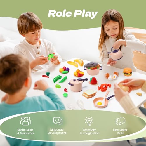 51 Pc Mini Play Kitchen Accessories Playset with Pots Pans Utensils I83562