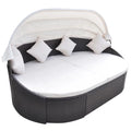 Patio Bed with Canopy Poly Rattan Brown M327