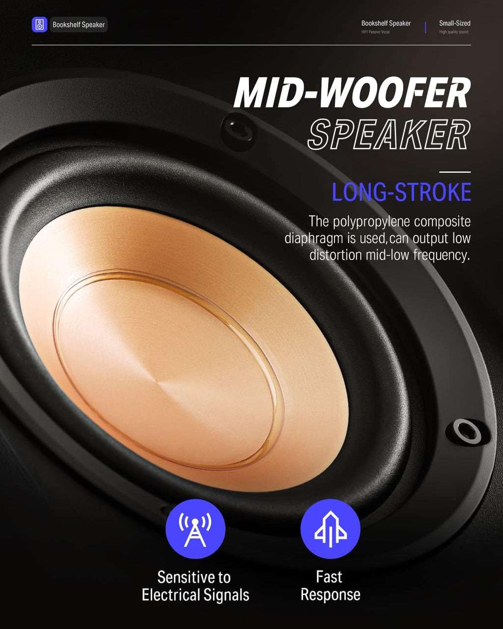 Passive Bookshelf Speakers 4 inch 2.0 Stereo Pair Black P49288