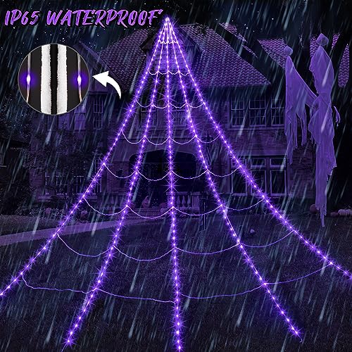 Halloween Spider Web Lights Decoration with Large Spider & Stretch Cobweb N4936