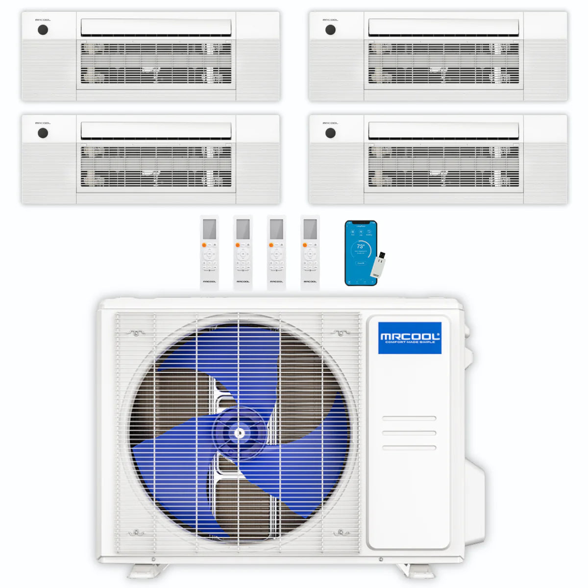 36,000 BTU 4 Zone Ceiling Cassette Ductless Air Conditioner and Heat Pump J14884