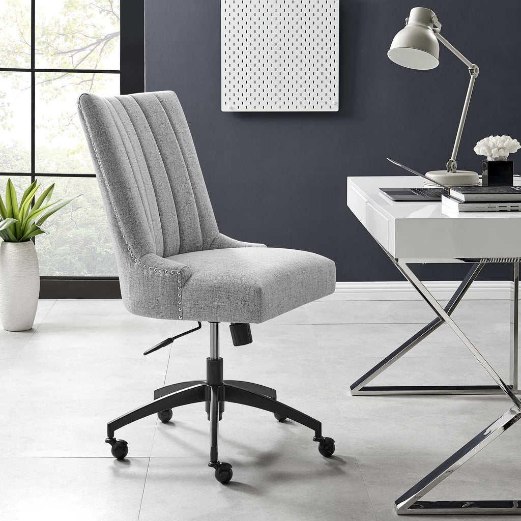 Black Light Gray Tufted Fabric Office Chair F677