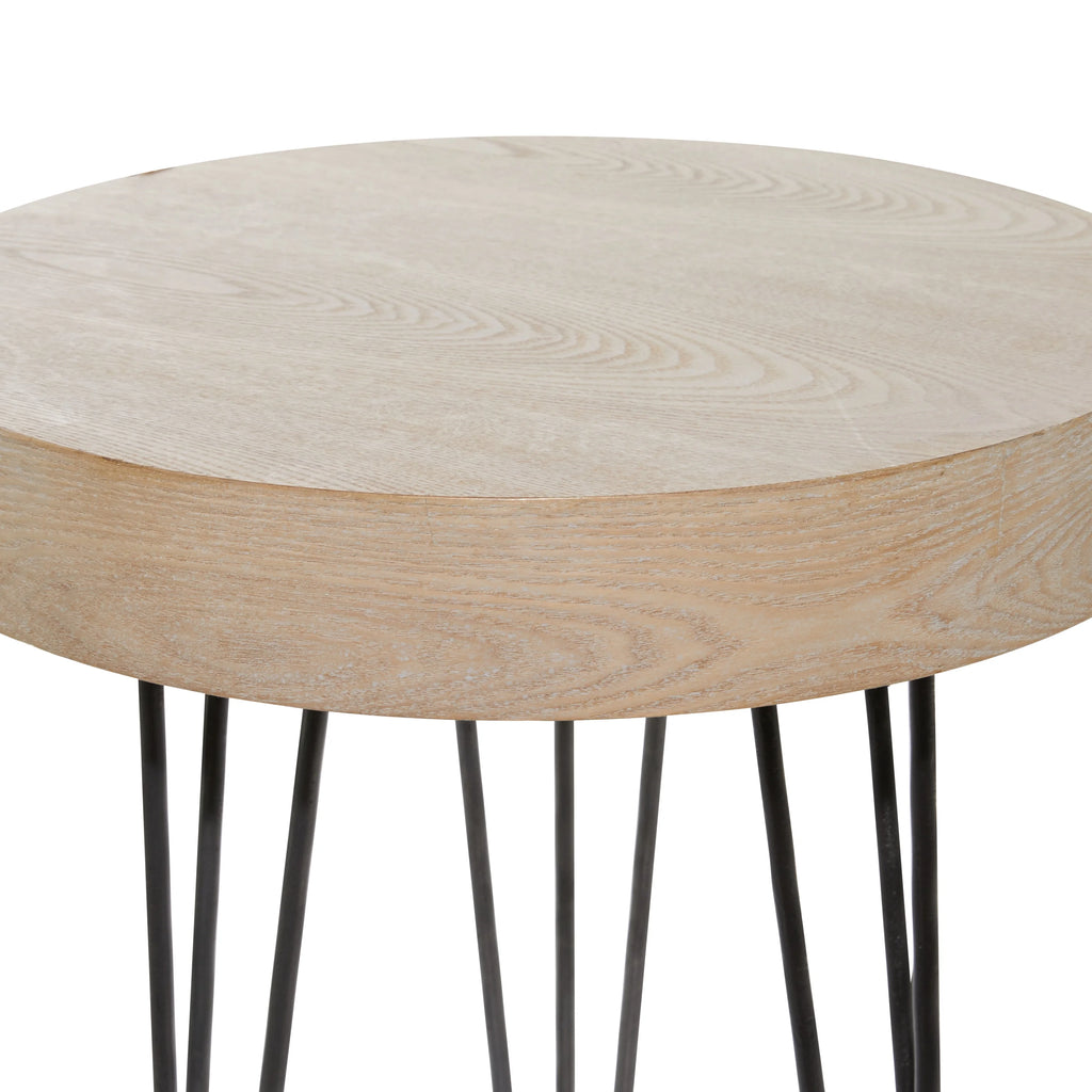 20" x 24" Brown Wood Accent Table with Black Metal Hairpin Legs Z76037