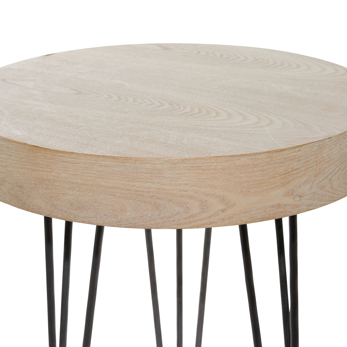 20" x 24" Brown Wood Accent Table with Black Metal Hairpin Legs Z76037