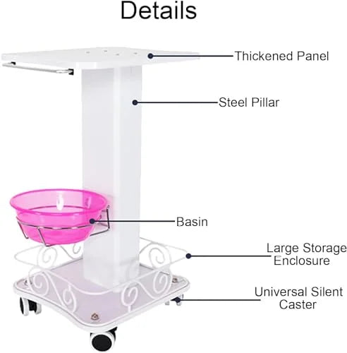 White Rolling Trolley Cart with Wheels and Storage Z90411