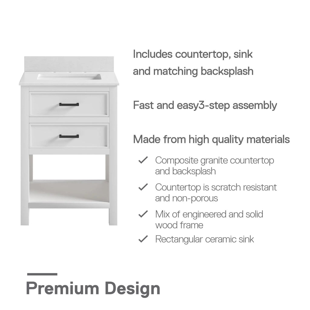 24 Inch Bathroom Vanity with Ceramic Sink A9751