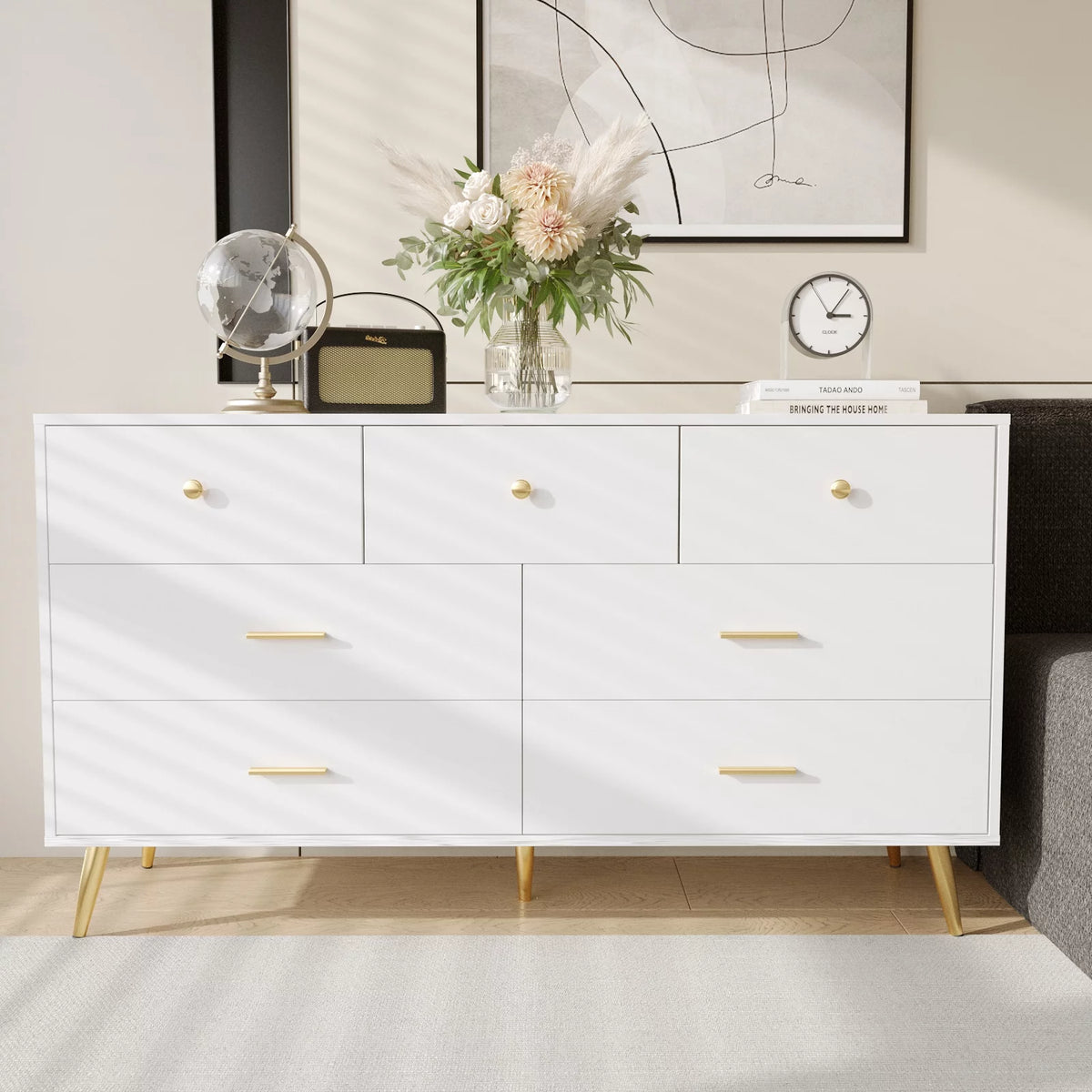 White 7 Drawer Wood Dresser V59734