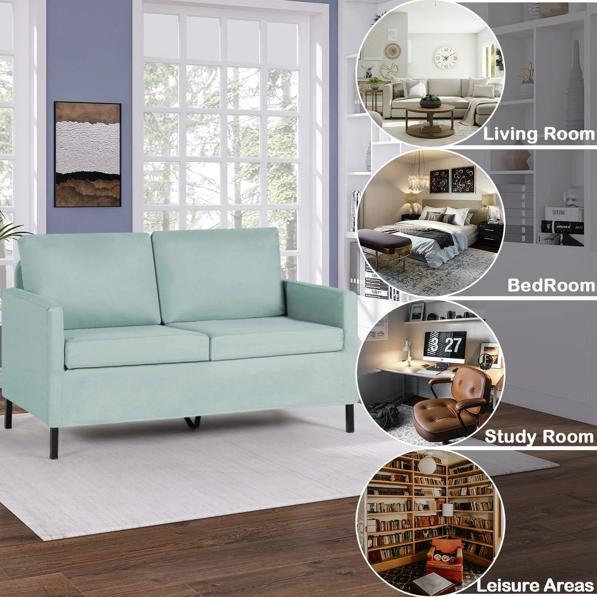 Fabric Modern Loveseat Sofa Couch G1235