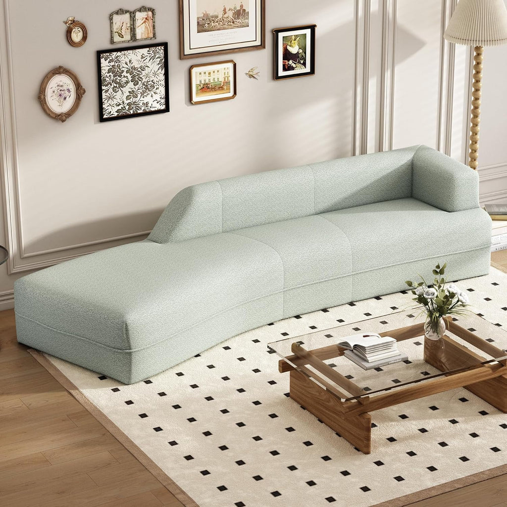 109.4" Green Boucle Curved Sofa K73368