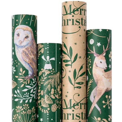 Christmas Kraft Wrapping Paper 4 Rolls M758