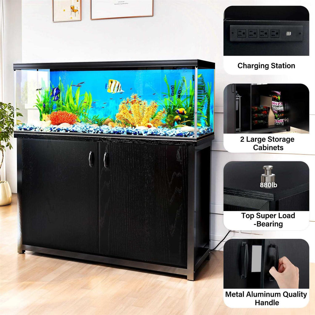 55-75 Gallon Aquarium Stand with Cabinet and Charging Station T26547