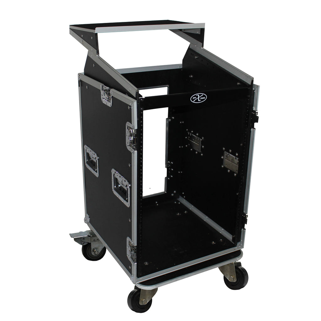 16U Rack 10U Top Mixer DJ Combo Flight Case with Laptop Shelf D4851