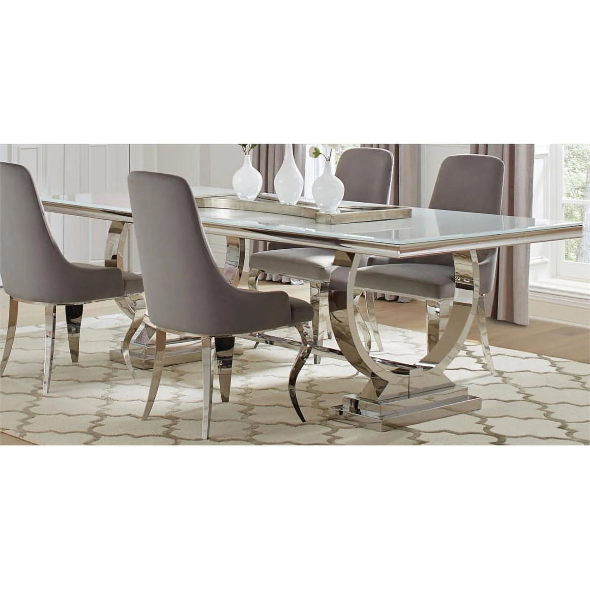 Rectangle Dining Table White and Chrome M794