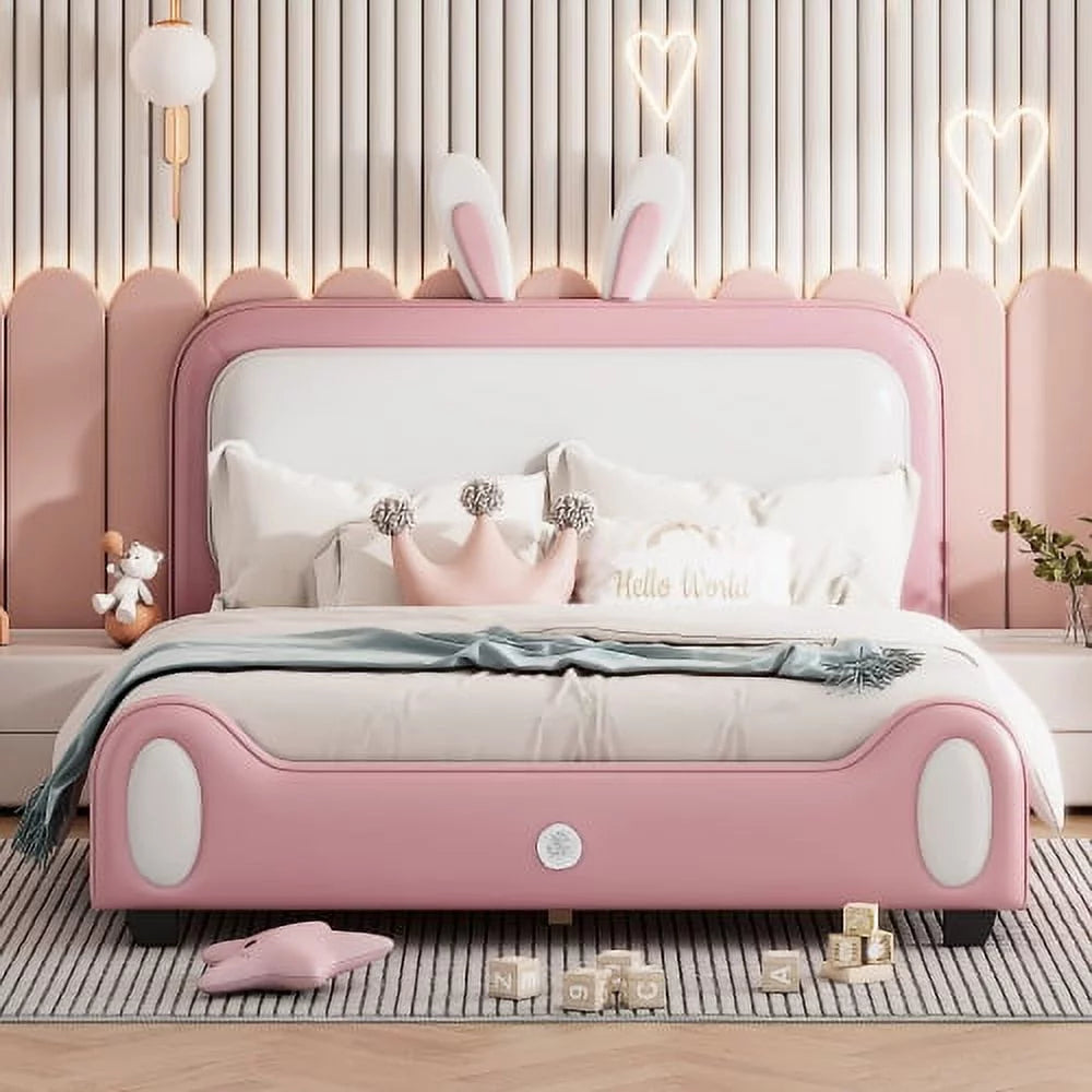 Full Size Upholstered Platform Bed with Headboard & Footboard D8549